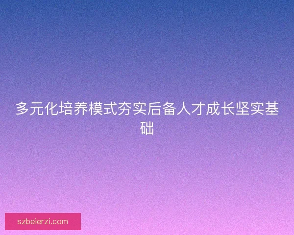 多元化培养模式夯实后备人才成长坚实基础