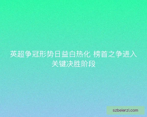 英超争冠形势日益白热化 榜首之争进入关键决胜阶段