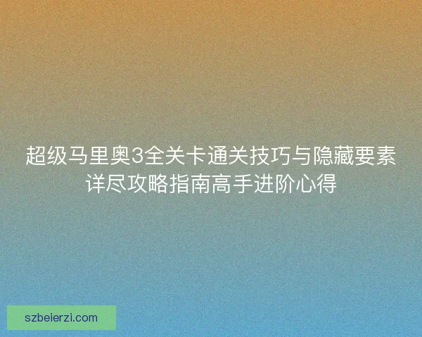 超级马里奥3全关卡通关技巧与隐藏要素详尽攻略指南高手进阶心得