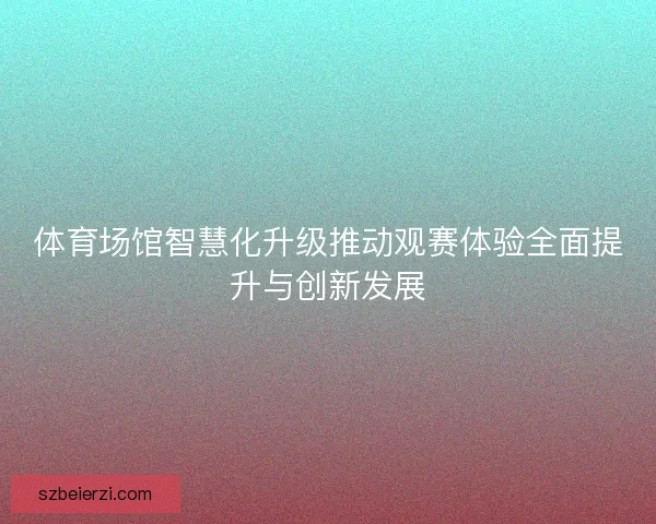 体育场馆智慧化升级推动观赛体验全面提升与创新发展